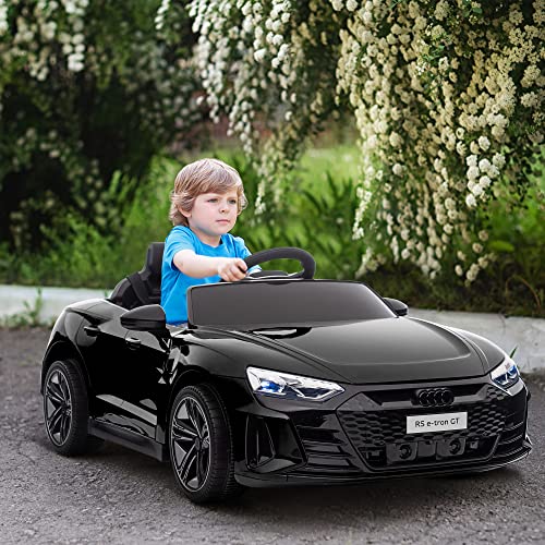 HOMCOM Audi RS e-tron GT Licensed Electric Cars for Kids Electric Ride-ons 12V Battery Powered Toy w/Remote Control Music, for 3-5 years, Black