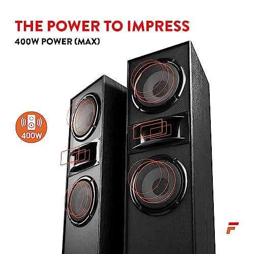 Fenton SHF700B Floor Standing Speakers, Hi-Fi Stereo Tower Loudspeakers, 2x 6.5 Woofers, Black