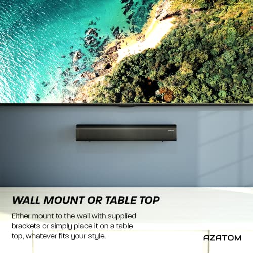 AZATOM Studio Pulse Soundbar, 100 Watts Home Theatre Speaker Built-in Dual Subwoofer ports, 3D Surround Sound, LED Display, Remote Control, Wall Mountable, Bluetooth wireless, Optical, AUX, RCA, USB