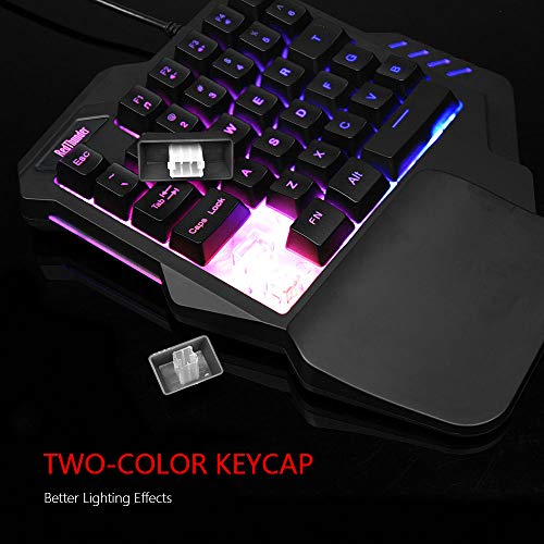 RedThunder One-Handed RGB Gaming Keyboard and Mouse Combo, 35-Key Mini Gaming Keyboard, 6400 DPI Ergonomic Mouse, Portable Game Controller for PC PS4 Xbox Gamers