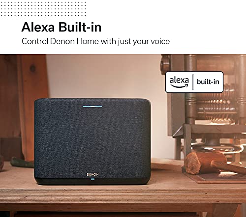 Denon Home 250 Wireless Speaker, Smart Speaker with Bluetooth, WiFi, Works With AirPlay 2, Google Assistant / Siri / Features Alexa Built-In, HEOS Built-in for Multiroom - Black