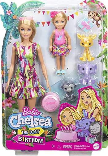 Barbie and Chelsea The Lost Birthday Playset with 2 Dolls, 3 Pets & Accessories, Gift for 3 to 7 Year Olds - GTM82