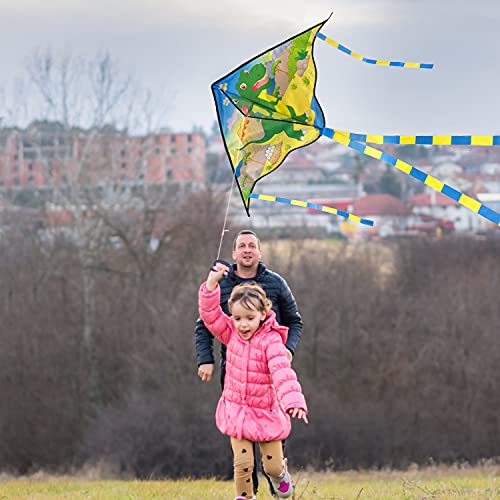 Yetech Kites for children, 2 pack, Dinosaur kite and Unicorn kite, Easy Fly Kites for Beginner, 110 * 55cm, Great Beach Games Outdoor Activities for Kids, 80m String and Swivel included