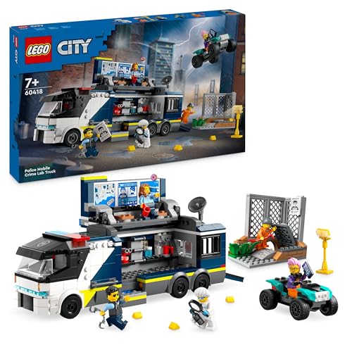 LEGO City Police Mobile Crime Lab Truck Toy for 7 Plus Year Old Boys, Girls & Kids, Vehicle Set with Quad Bike, 2 Officer, 1 Scientist and 2 Crook Minifigures for Pretend Play, Birthday Gifts 60418