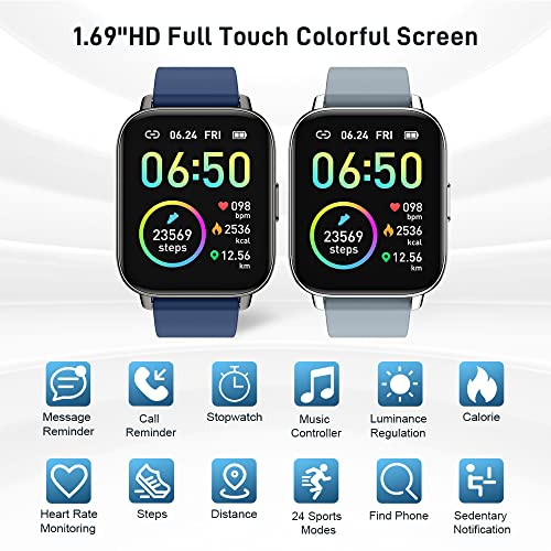 Smart Watch, Fitness Tracker 1.69" Touch Screen Fitness Watch with Heart Rate Sleep Monitor, Step Counter Smart Watch for Men Women Activity Trackers IP68 Waterproof Smartwatch Sports for iOS Android