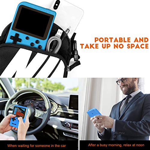 Hbaid Handheld Game Console, Retro Mini Game Player with 500 Classical Games 3.0-Inch Color Screen Support for Connecting TV Two players 1020mAh Rechargeable Battery Gift for Kids and Adult (Blue)