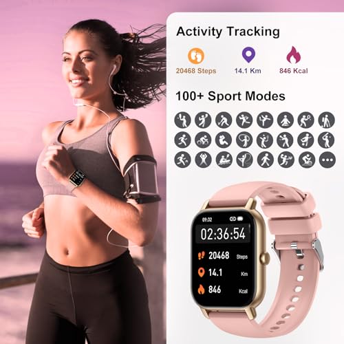 Smart Watch Answer/Make Calls, 1.85" Smart Watches for Women and Men, Fitness Watch SpO2/Heart Rate/Sleep Monitor, 112 Sport Modes, Calorie/Step Counter, IP7 Waterproof Fitness Tracker for Android iOS