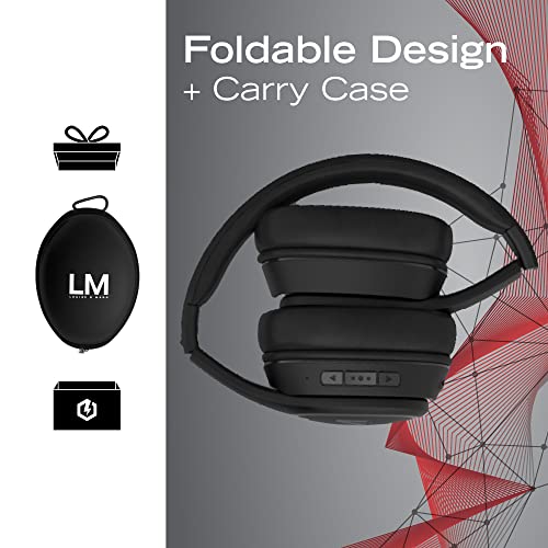 Louise&Mann Wireless Headphones Over Ear, Bluetooth Headphones 5.3, Foldable Lightweight with Soft Memory Foam Earmuffs, Built-in Mic with Wired Mode and Carry Case for Travel,Office,PC