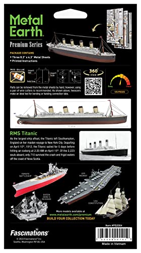 Fascinations Metal Earth Premium Series RMS Titanic Ship 3D Metal Model Kit Bundle with Tweezers