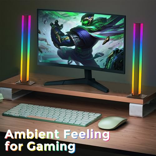 COZHYESS 2 Pack RGB Light Bar, Smart LED Light Bar, Gaming Lights, RGB Flow Light Bars, Sound Control Light, Colorful Atmosphere Light Pickup Function, for PC, Room Decorative, Ambient Lighting