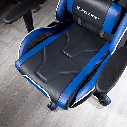 X-Rocker Agility Sport eSport Gaming Racing Desk Chair, Ergonomic Adjustable Computer Office Chair with Adjustable Lumbar Support and Headrest Pillow, Adjustable Swivel, 3D Armrests - Blue