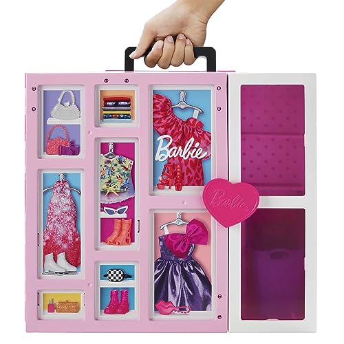Barbie Doll and Dream Closet Set with Clothes and Accessories, 30+ Pieces and 15+ Storage Areas, HGX57