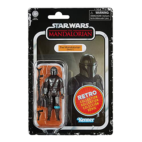 Star Wars Hasbro Retro Collection The Mandalorian (Beskar) Toy 9.5-cm-Scale The Mandalorian Collectible Action Figure, Accessories, Multicolor, F4456