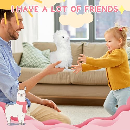 Fadcaer Alpaca Plush Toy, Soft Alpaca Stuffed Plush Toy, Cute Alpaca Plush Doll, Alpaca Plush Hugs Pillow for Home Decoration and Kids Gift (White)