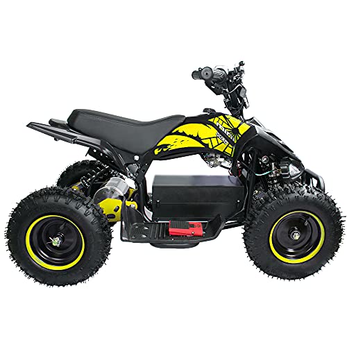 Zorax 36V 1000W Yellow 6'' Tyre Battery Powered Kids Mini ATV Quad Bike (Foot Brake - 3 Speeds - LED Light - Forward/Neutral/Reverse - CE Approved - MAX Capacity: 65KGS) Children's Electric Ride on