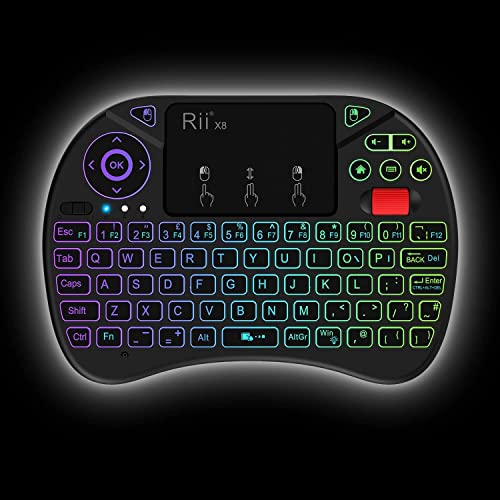 Mini Wireless Multi-media Keyboard Touch Pad Mouse Combo With Scroll Button/Handheld Remote/LED Backlit/Rechargeable For PC/Laptop/Smart TV/Raspberry Pi/KODI//Android TV Box/HTPC/Windows