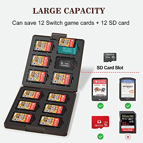 Game Card Case for Nintendo Switch,Portable & Thin Hard Shell Box, Protective Shockproof Cartridge Holder Carrying Storage Cases Box with 12 Card Slots for Switch Lite NS NX (Black Slate Eye)