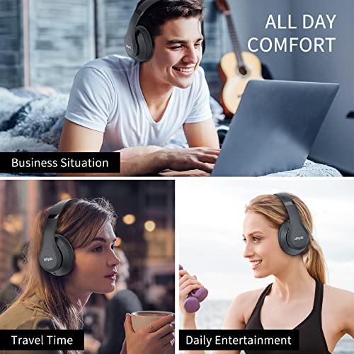 Uliptz Wireless Headphones Over Ear, 65 Hrs Playtime Bluetooth Headphones, 6 EQ Modes Foldable Lightweight Headphones Wireless, Foldable Bluetooth 5.3 Headphones for Travel/Office/PC (Black)