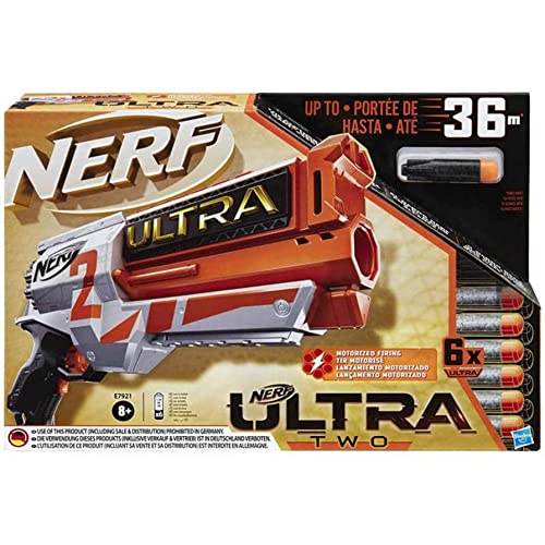 Nerf Ultra Two Motorised Blaster – Fast-Back Reloading – Includes 6 Nerf Ultra Darts – Compatible Only with Nerf Ultra Darts, 7.8 x 36.80 x 24.10 cm, E79214R0