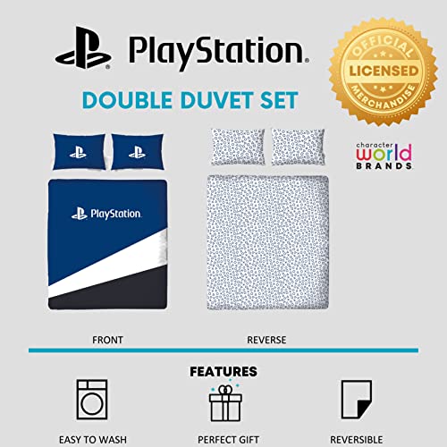 Character World PlayStation Official Double Duvet Cover Set, Banner Design | Reversible 2 Sided Bedding Cover Official Merchandise Including Matching Pillow Cases | Gaming Double Bed Set | Polycotton