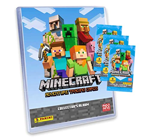 Panini Minecraft Trading Cards - Trading Cards Adventure Series 1 - Card Selection (1 Folder + 3 Boosters)