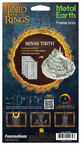 Fascinations Metal Earth Premium Series Lord of The Rings Minas Tirith 3D Metal Model Kit Bundle with Tweezers