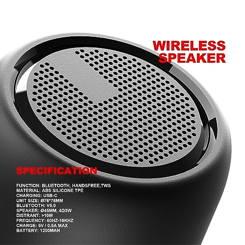 TFUFR Bluetooth Speaker, Portable Mini Wireless Speakers Bluetooth 5.0 Outdoor Speaker with HD Stereo HiFi Bass, 1200mAh Battery, 24 Hour Playtime, IPX4 Waterproof Speaker for Shower, Travel, Sport