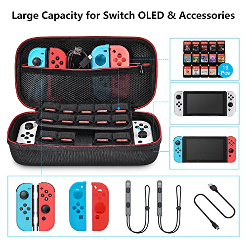 Younik Carrying Case for NS Switch/Switch OLED, Hard Travel Case with Storage Space for 19 Game Cartridges and Other Switch Accessories