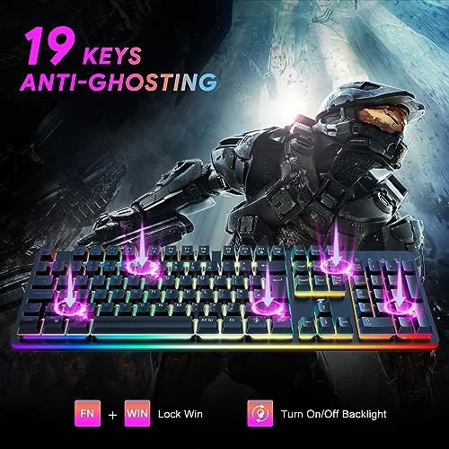 TECURS Gaming Keyboard Wired, RGB Backlit, Customizable Actuation, Anti Ghosting Silent Keyboard, 105 Keys Full Size Ergonomic Waterproof Keyboard for PC Gamers, QWERTY Layout