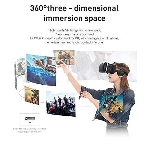 VR Headset with Headphones, FIYAPOO Virtual Reality Headset 3D VR Goggles Glasses for 3D Movies Video Games Compatible with 4.7-6.6 Inches iPhone Android Smartphones