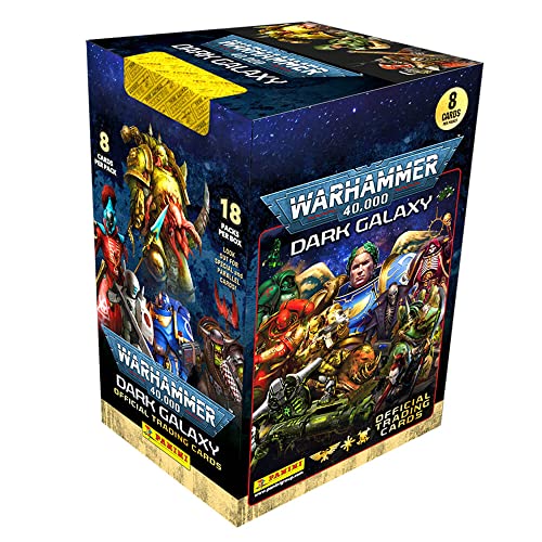 Panini Warhammer 40,000 Dark Galaxy Cards - Trading Cards (2023) - 1 Display (18 Boosters) in Bundle with 10 Stroncard Sleeves