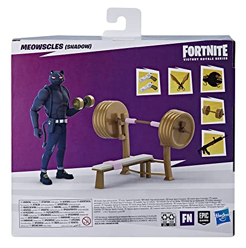 Hasbro F49625X0 Fortnite Victory Royale Series Meowscles (Shadow) Deluxe Pack Action Figure 15Cm, Multi-Coloured, único