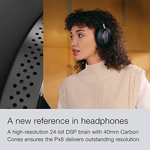 Bowers & Wilkins PX8 Flagship Noise Cancelling Wireless Over Ear Headphones with Bluetooth 5.0 & Quick Charge, 30 Hours of High-Resolution Playback and Built-In Microphone - Black