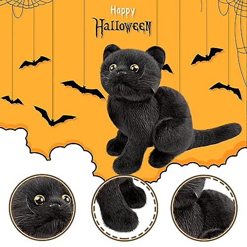 lilizzhoumax Simulation Black Cat Plush Toy Stuffed Animals Cute cat 28cm/11”, Realistic Stuffed Animal Super Soft Cat Plush Home Decoration Animal Toys birthday Gift for Kids