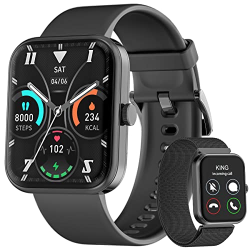 Blackview Smart Watch (Answer/Make Calls), 1.83" Screen Fitness Watch with Blood Oxygen/Stress/Heart Rate/Sleep Monitor, 100 Sport Modes, Calculator, Step Counter Watch, Smartwatch for iOS Android