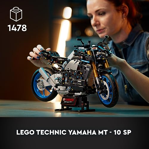 LEGO 42159 Technic Yamaha MT-10 SP Motorbike Model Building Kit for Adults, Authentic Motorcycle Replica with 4-Cylinder Engine, Functional Steering and AR App, Vehicle Gift for Men & Women