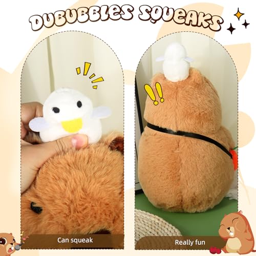 Capybara Plush, Capybara Stuffed Animal with Cute Turtle Backpack, Capybara Pillow, Doll Plush Soft Pillow Stuffed Toy Skin-friendly Comfortable Cushion Cuddle for Boys Girls Gifts Girlfriend