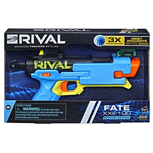 NERF Rival Fate XXII-100 Blaster, Most Accurate Rival System, Adjustable Rear Sight, Breech Load, Includes 3 Rival Accu-Rounds