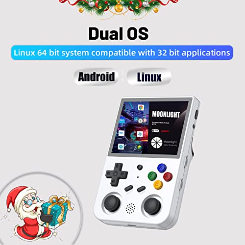 RG353V Handheld Game Console Support Dual OS Android 11+ LINUX, 5G WiFi 4.2 Bluetooth RK3566 64BIT 64G TF Card 4450 Classic Games 3.5 Inch IPS Screen 3500mAh Battery