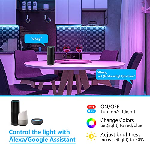 JIAWEN Under Cabinet Lighting, Warm White Light & Colour Changing RGB Kitchen Under Cupboard Lights, 2m LED Lighting Strips with App Control, Compatible with Alexa for Kitchen Cabinet, Shelf, Counter