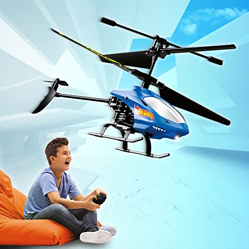 Hot Wheels Helicopter, Remote Control Shark Bite, RC 2 Channel with Gyro Control, Easy to Fly with lights, Crash Proof, Licensed Toy for kids by Bladez Toyz