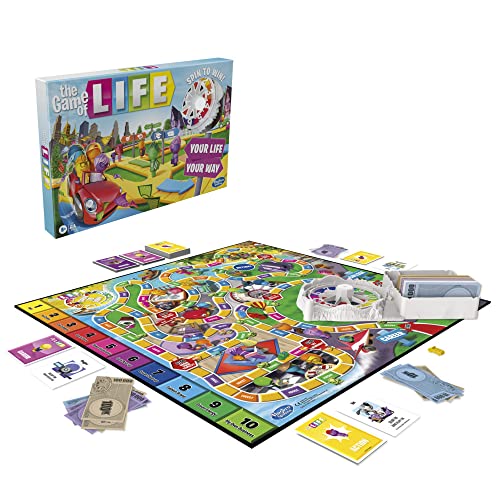 Hasbro Gaming The Game of Life Game, Family Board Game for 2 to 4 Players, for Kids Ages 8 and Up, Includes Colourful Pegs