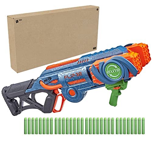 NERF Elite 2.0 Flipshots Flip-32 Blaster with 32 Dart Barrels That Flip to Double Your Firepower, 32-Dart Capacity, 32 Elite Darts