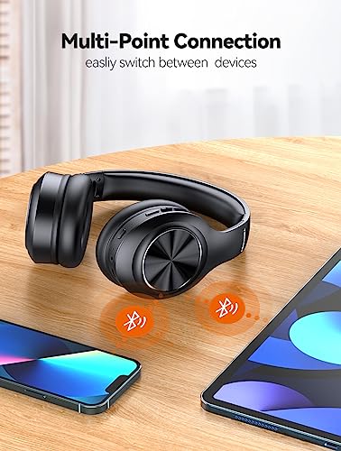 TeckNet Bluetooth Headphones Over Ear, 65 Hours Playtime and 3 EQ Modes Wireless Headphones Over Ear, Built-in Mic & HiFi Stereo, Lightweight, Foldable Wireless Headphones for Travel/Work/Phone/PC