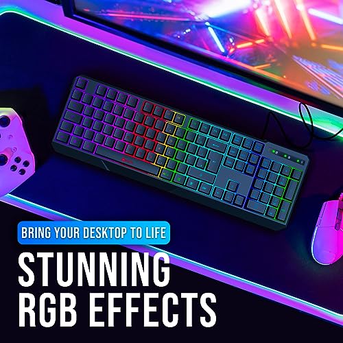 KLIM Chroma Gaming Keyboard Wired USB - NEW 2024 - Durable Ergonomic Waterproof Silent Keyboard - 2 ms Response Time - Backlit Keyboard for PC Mac PS4 PS5 Keyboard - Black