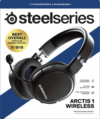 SteelSeries Arctis 1 Wireless - Gaming Headset - USB-C - Detachable Clearcast Microphone - for PC, PS5, PS4, Nintendo Switch, Android, Black (PlayStation)