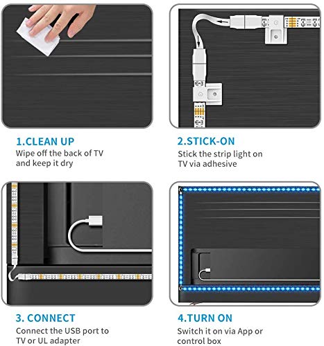 Govee LED TV Backlights, LED Strip Light for Television, Works with Alexa Google Home, USB Powered for 40-60in Television 2 x 50cm + 2 x 100cm