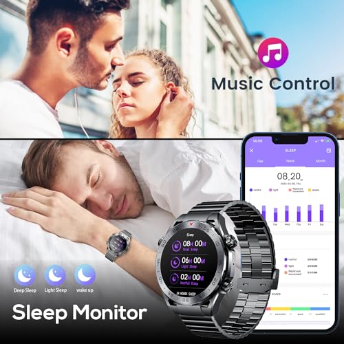 Men Smart Watch Fitness Tracker: 1.42-Inch Smartwatch Answer Make Calls Band Heart Rate Blood Oxygen Sleep Monitor 123 Sports Modes IP67 Waterproof Activity Tracker Compatible Android and IOS