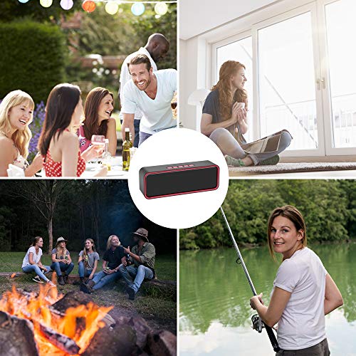 Kolaura Portable Wireless Speaker, Bluetooth 5.0 Speaker with 3D Stereo HiFi Bass, 1500mAh Battery, 12 Hour Playtime (Red)