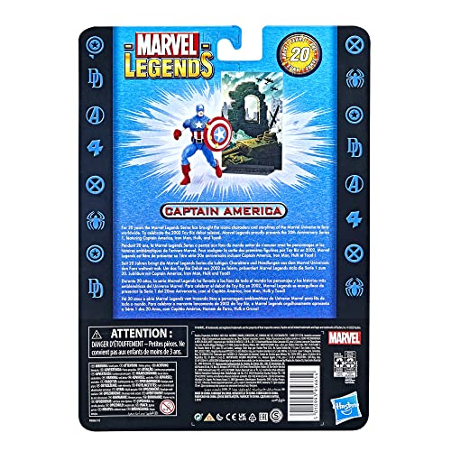 Hasbro F34395L0 Captain America Marvel Legends 20th Anniversary Series 1 6-inch Collectible Action Figure with 14 Accessories, Multicolour, Adults